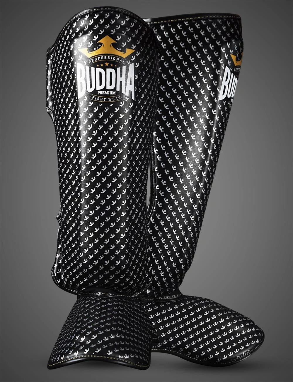 Espinilleras Buddha Titanium Negras para Muay Thai y MMA