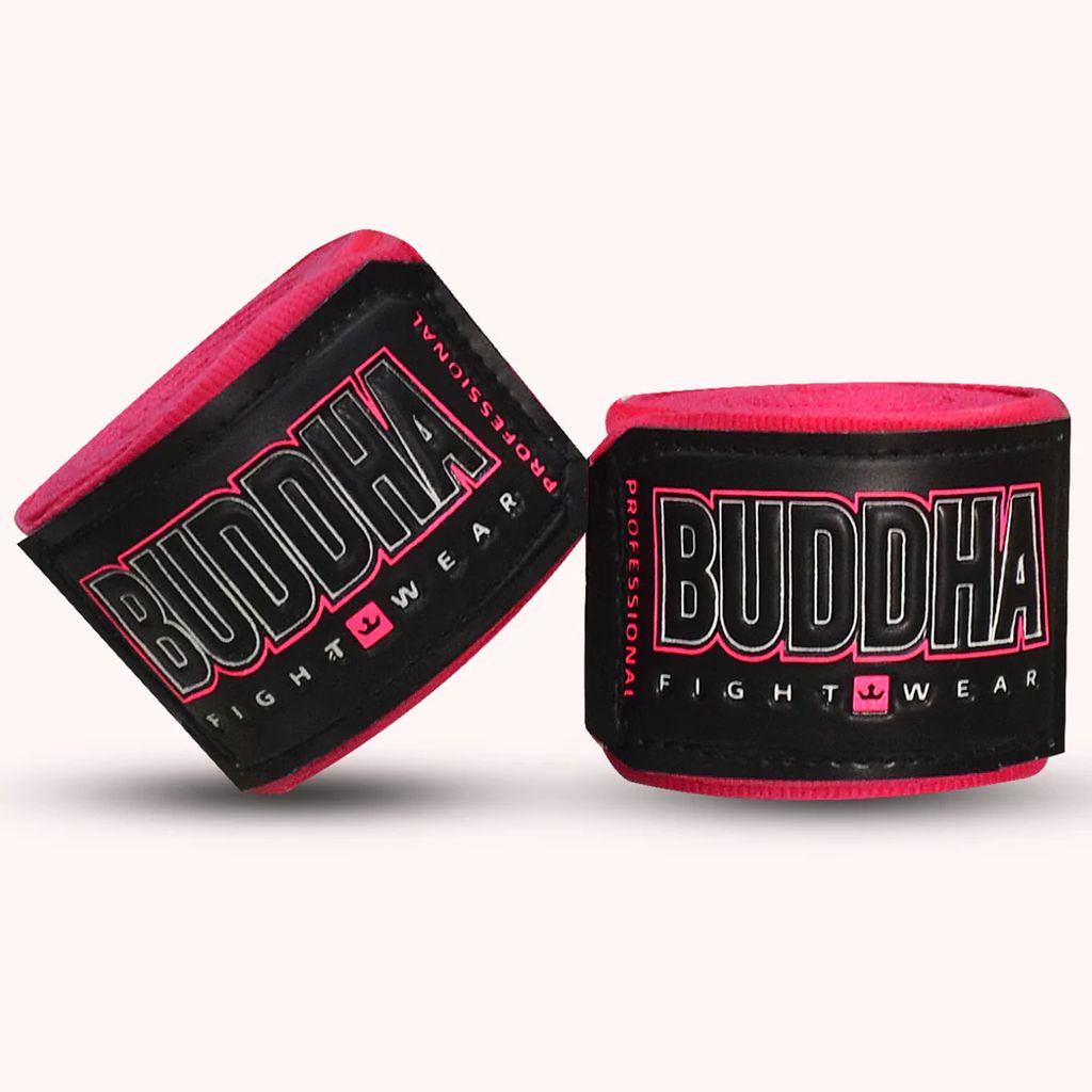 Vendas de Boxeo Semi Elásticas Algodón Rosa Fluor 4,5M