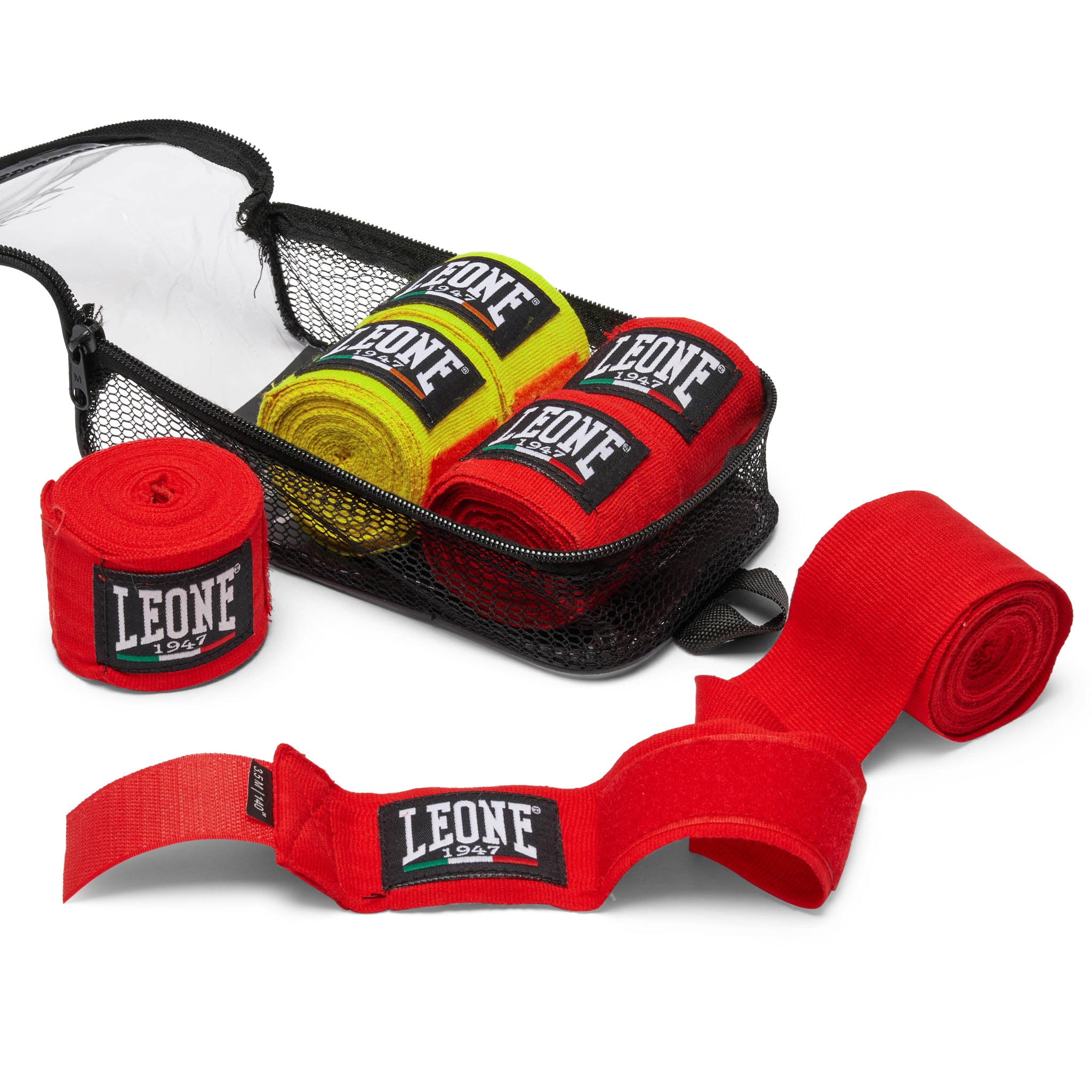 Pack 3 Pares Vendas de Boxeo Leone 1947 4,5m (Rojo, amarillo y rojo )