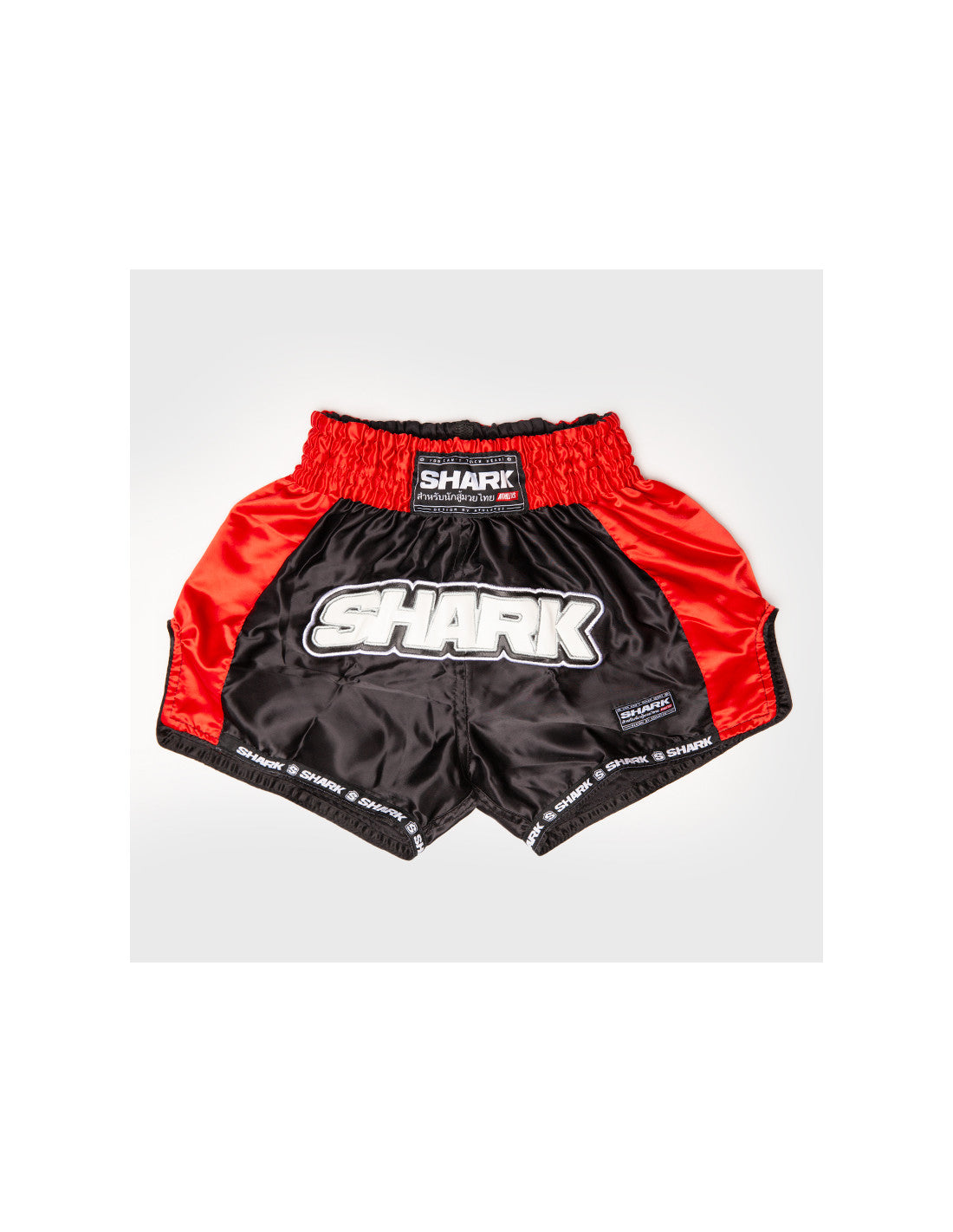 Short de Muay Thai Shark Rainbow Negro y Rojo