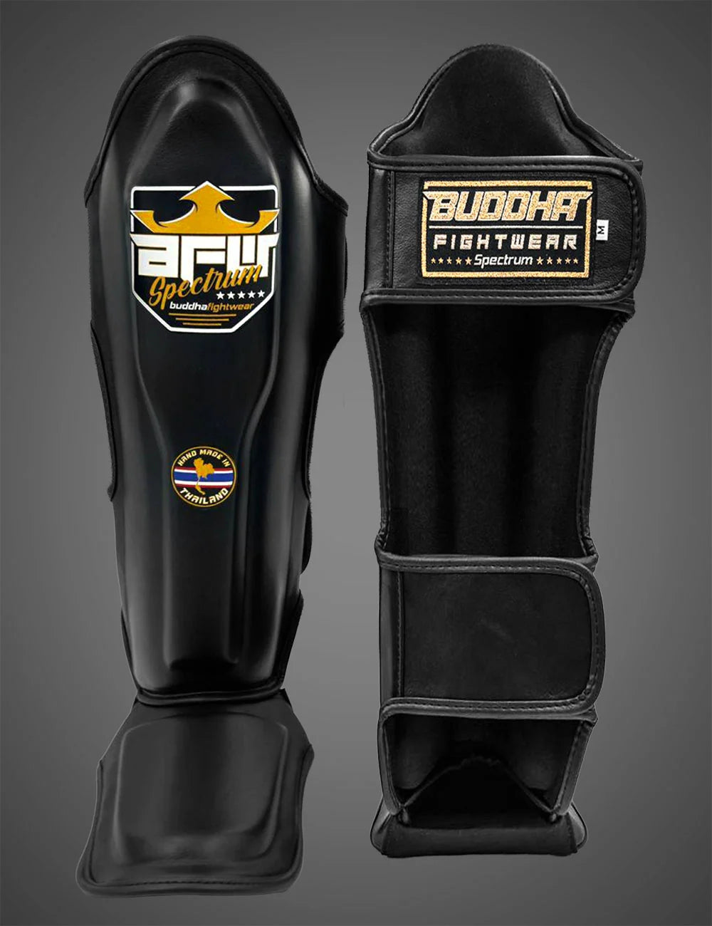 Espinilleras Buddha Spectrum Thailand Negro para Muay Thai y MMA