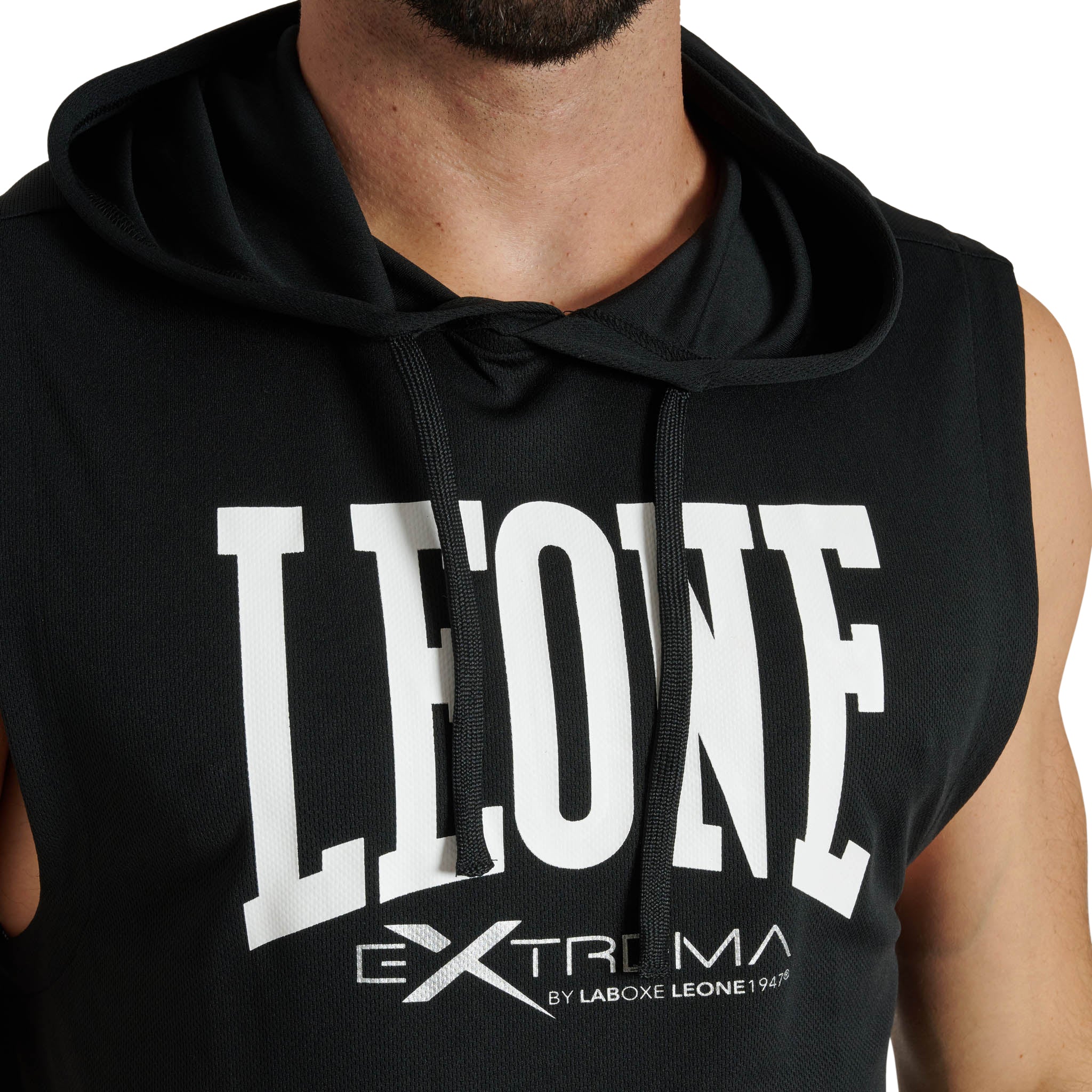 Sudadera Sin Mangas con Capucha Leone Logo Negra ABX120