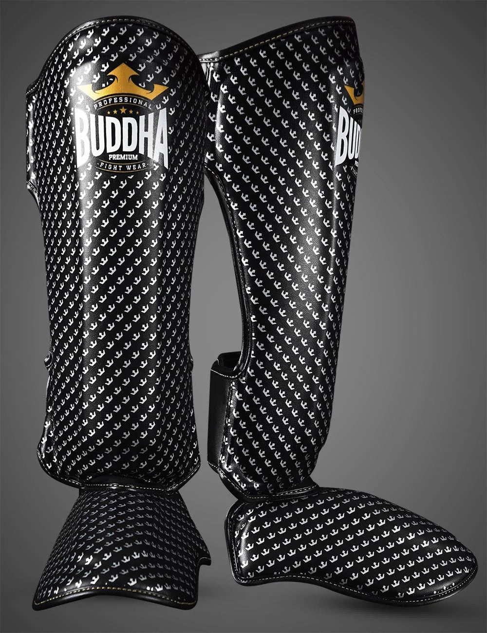 Espinilleras Buddha Titanium Negras para Muay Thai y MMA