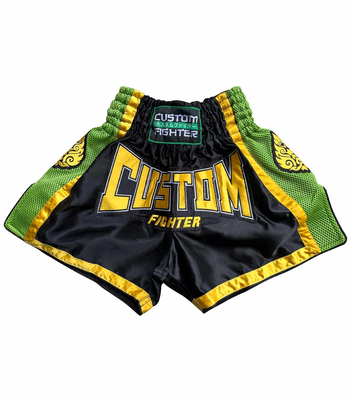 Short Muay Thai Retro Verde/Negro Custom Fighter