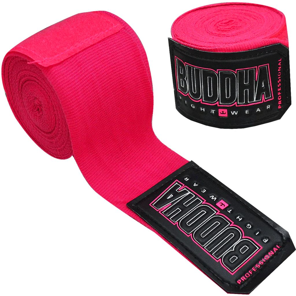 Vendas de Boxeo Semi Elásticas Algodón Rosa Fluor 4,5M