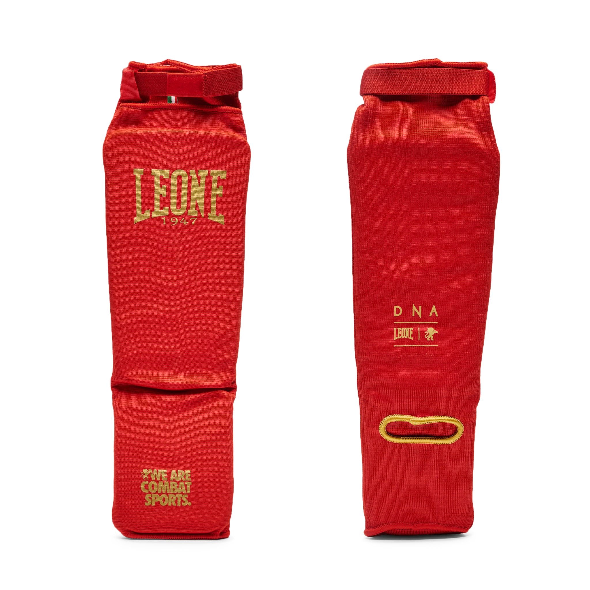 Espinilleras Tubulares Leone 1947 DNA Basic Rojas MMA, Kickboxing, Muay Thai, K1 o grappling