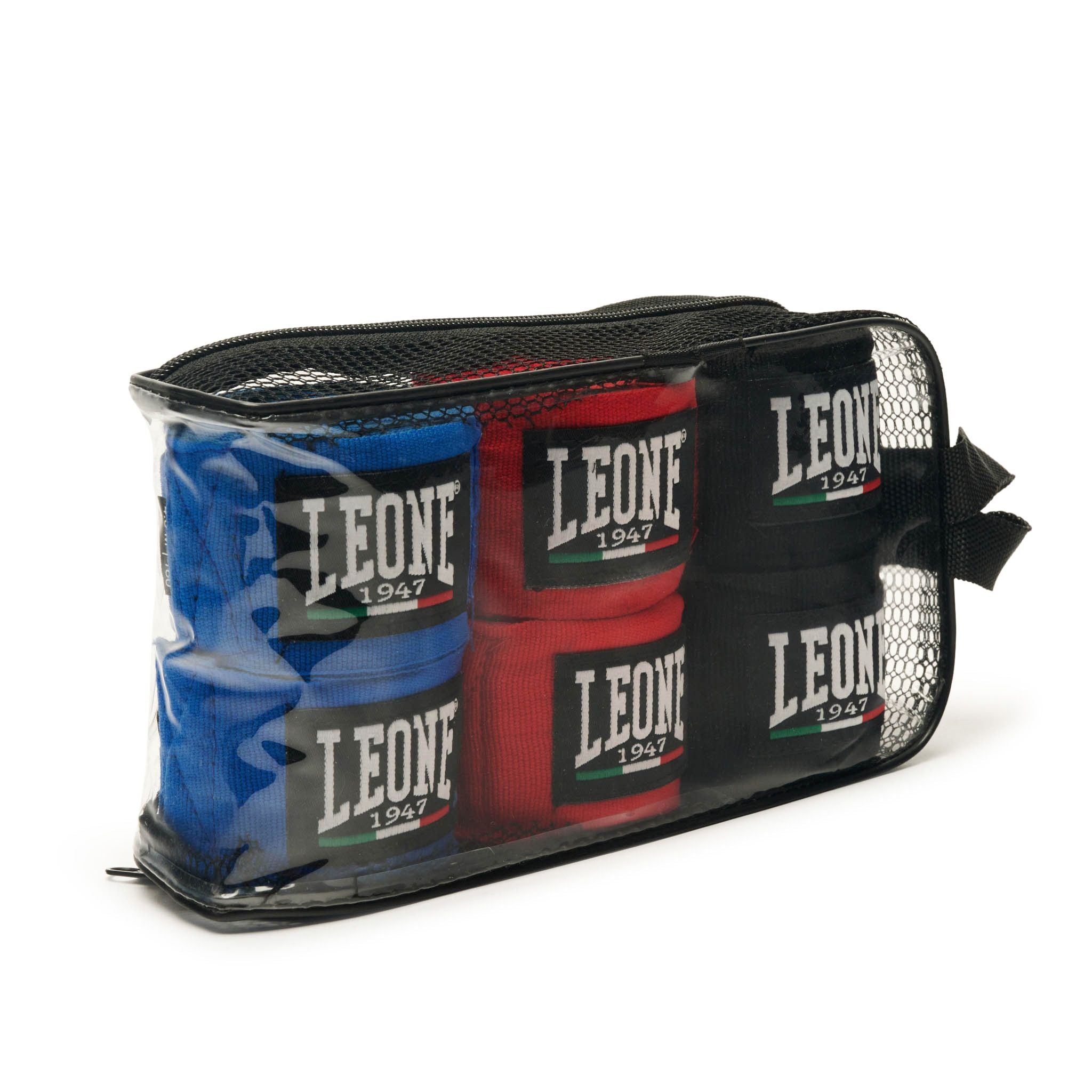 Pack 3 Pares Vendas de Boxeo Leone 1947 4,5m (Azul, Rojo y Negro)