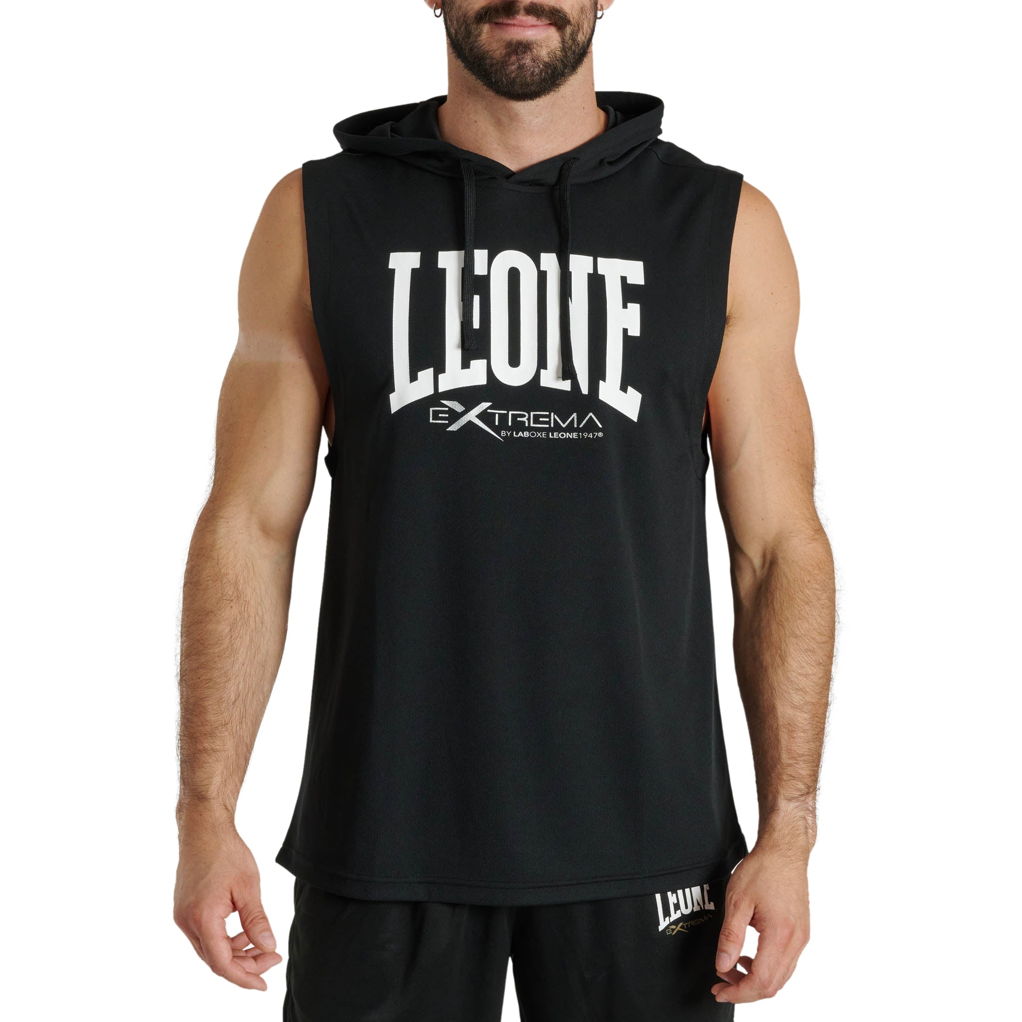 Sudadera Sin Mangas con Capucha Leone Logo Negra ABX120